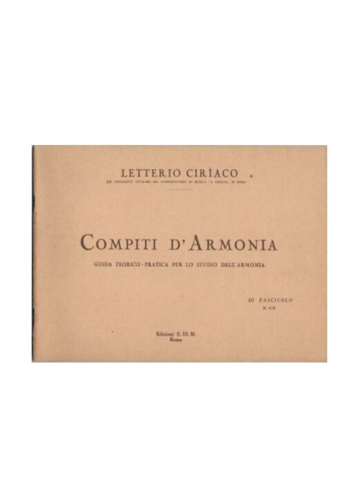 CIRIACO : COMPITI D'ARMONIA FASCICOLO III   E.DI.M  EDM18