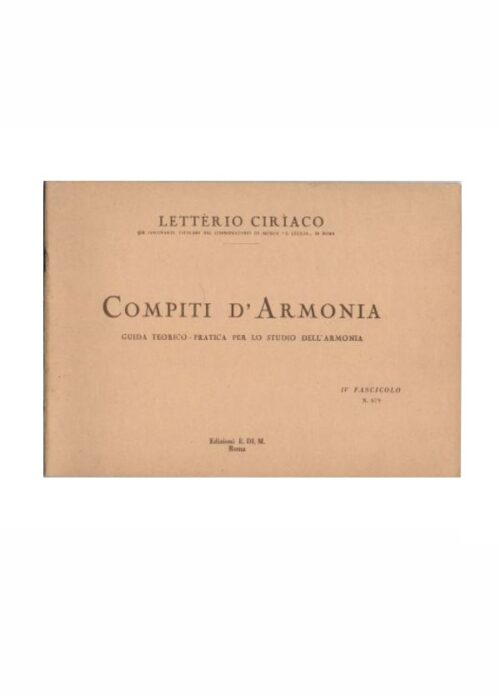 CIRIACO : COMPITI D'ARMONIA FASCICOLO IV   E.DI.M  EDM19