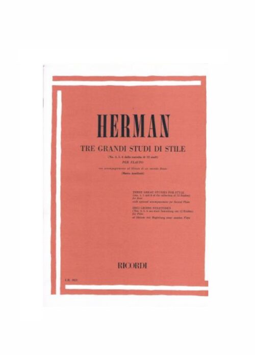 HERMAN : TRE GRANDI STUDI DI STILE per flauto  RICORDI ER2823