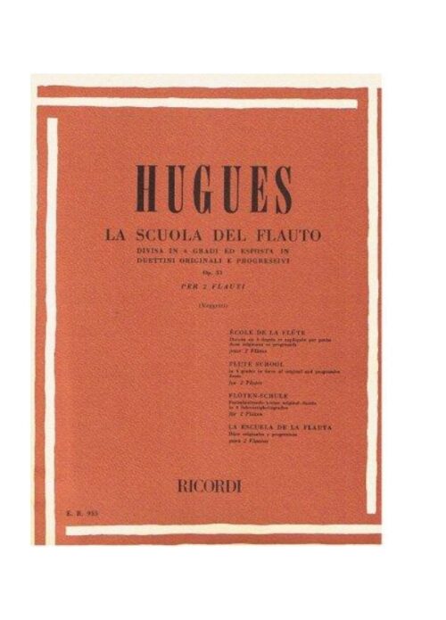 HUGUES : LA SCUOLA DEL FLAUTO OP.51 I GRADO PER DUE FLAUTI RICORDI ER935