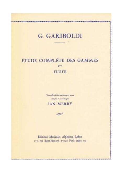 GARIBOLDI : ETUDE COMPLETE DES GAMMES PER FLAUTO   LEDUC AL5663