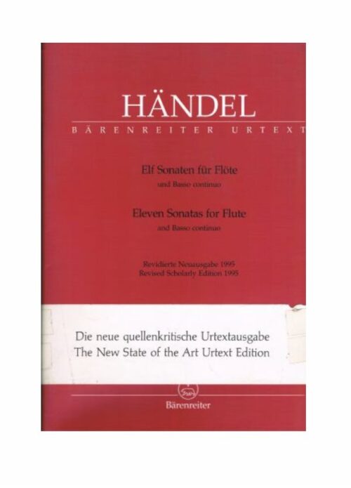 HANDEL : 11 SONATE per flauto e piano ( basso continuo ) BARENREITER BA 4255
