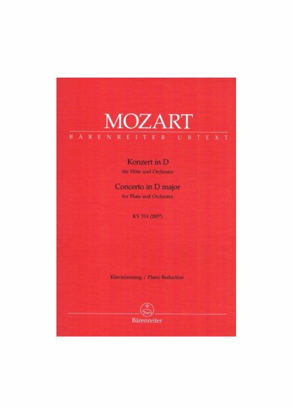 MOZART : CONCERTO IN RE KV 314 per flauto e pianoforte BARENREITER BA4855A