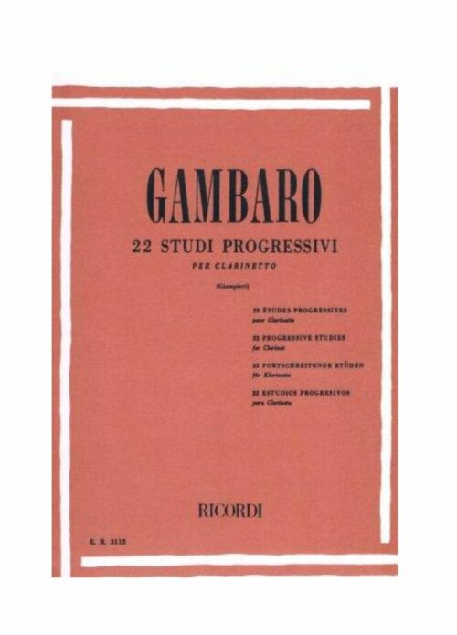 GAMBARO : 22 STUDI PROGRESSIVI per clarinetto   RICORDI ER2212