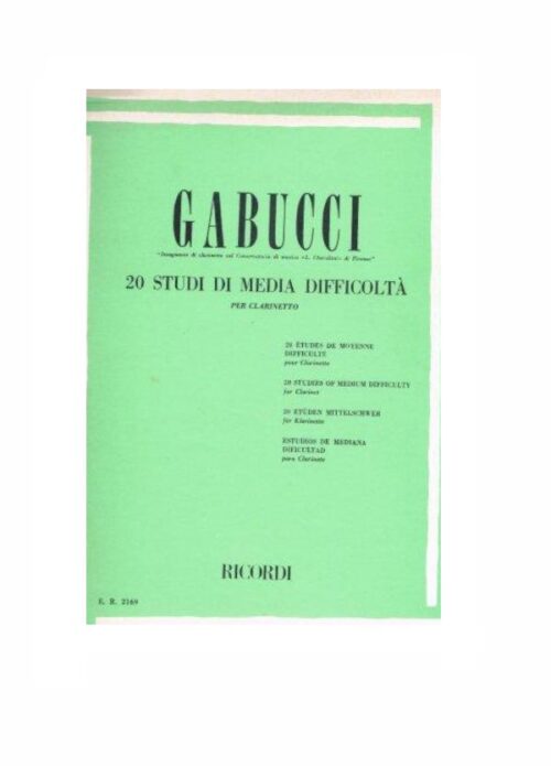 GABUCCI : 20 STUDI DI MEDIA DIFFICOLTA' per clarinetto   RICORDI ER2169