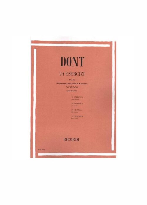 DONT : 24 ESERCIZI OP.37 PER VIOLINO  RICORDI ER2686