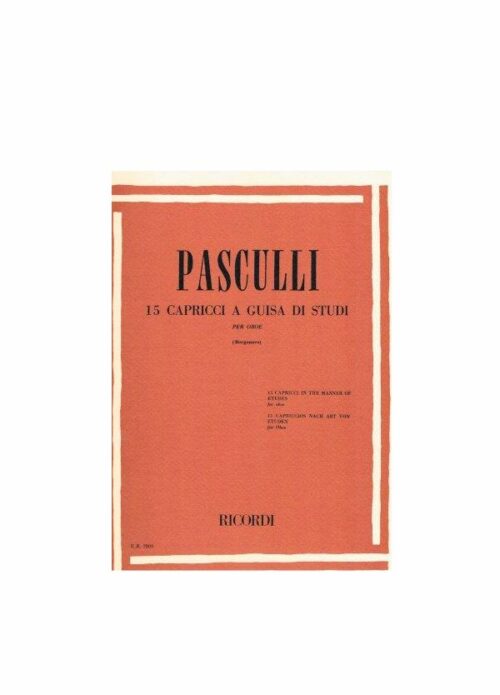 Pasculli 15 Capricci a guisa di studi per Oboe Ed. Ricordi ER2800