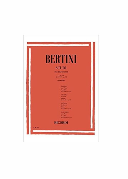 BERTINI : 25 STUDI OP.32 VOLUME 3 per pianoforte RICORDI ER495