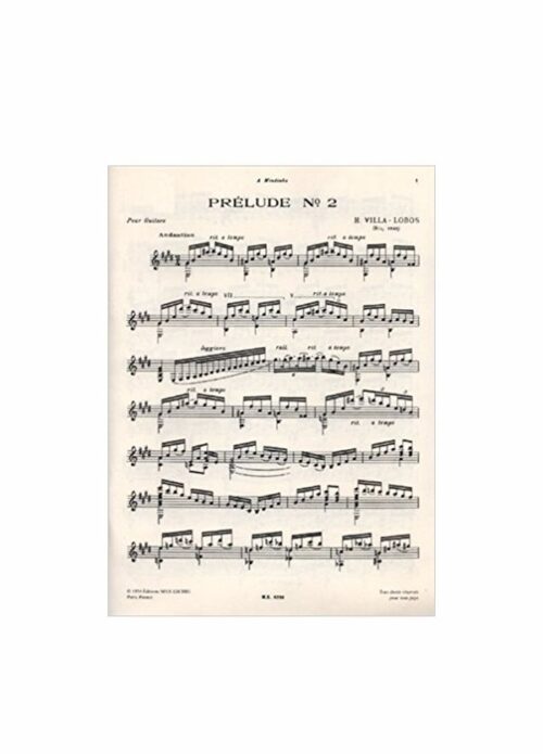 VILLA LOBOS : PRELUDIO N2 in mi per chitarra ESCHIG ME6732