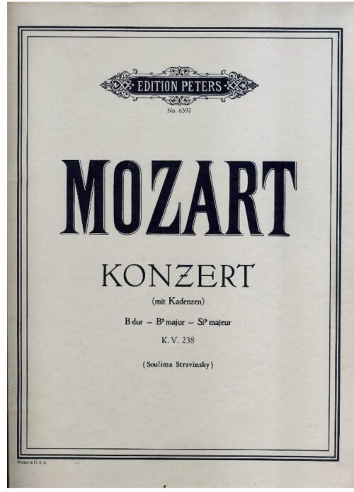 MOZART : CONCERTO IN SIb MAGGIORE KV 238 per pianoforte e orchestra PETERS