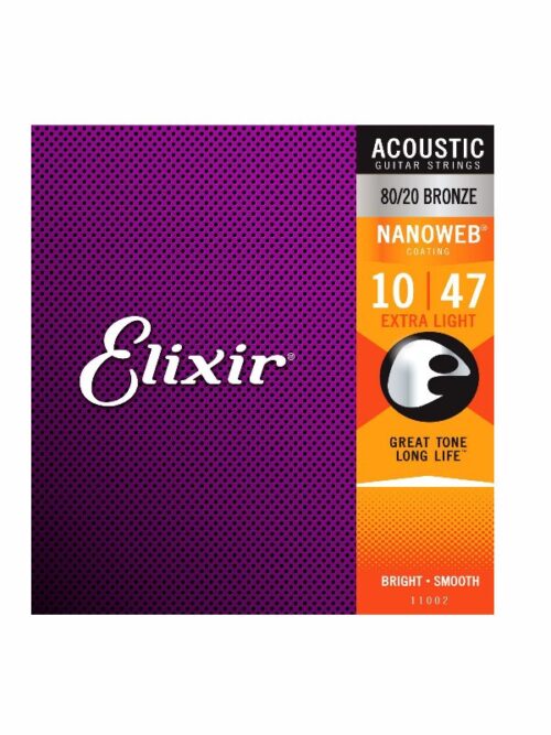 Corde per chitarra acustica Elixir 10-47 NANOWEB BRONZE