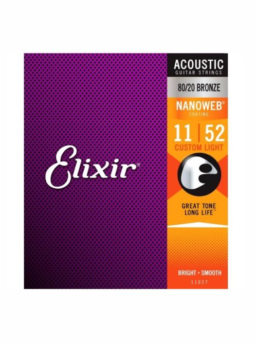 Corde per chitarra acustica Elixir 11-52 NANOWEB BRONZE