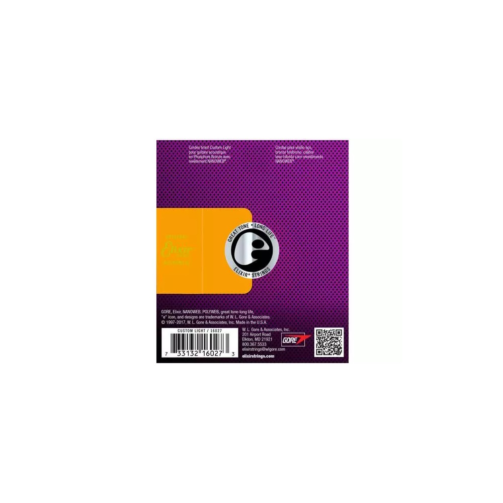 CORDE PER CHITARRA ACUSTICA ELIXIR 16027 PHOSPOR BRONZE NANOWEB - immagine 2