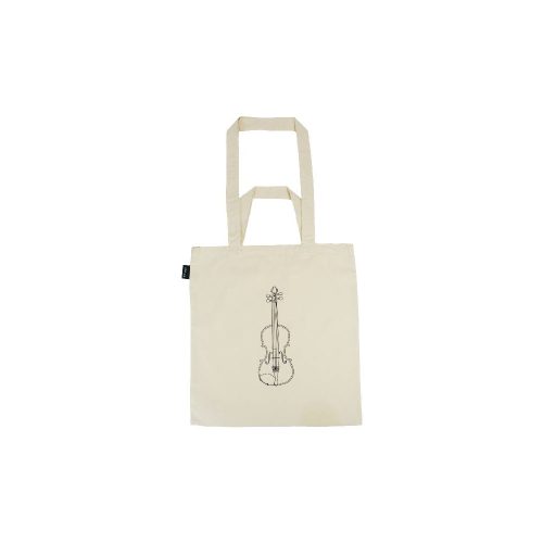 Borsa color crema con violino con doppi manici