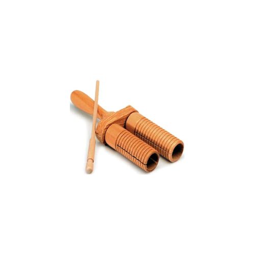 Doppio Guiro bitonale in legno con battente
