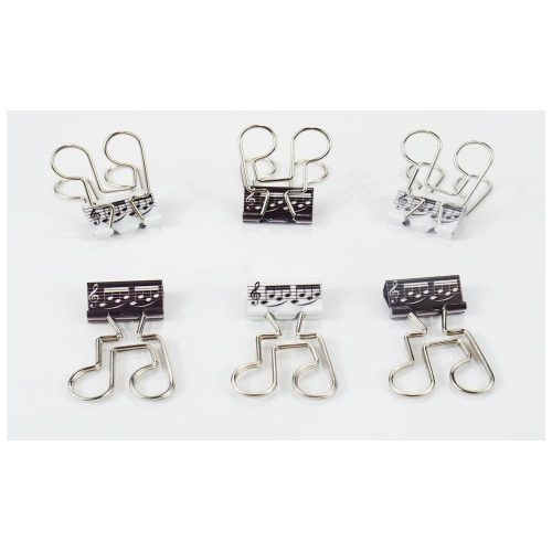 Binder Clip quaver black/white 6 pcs